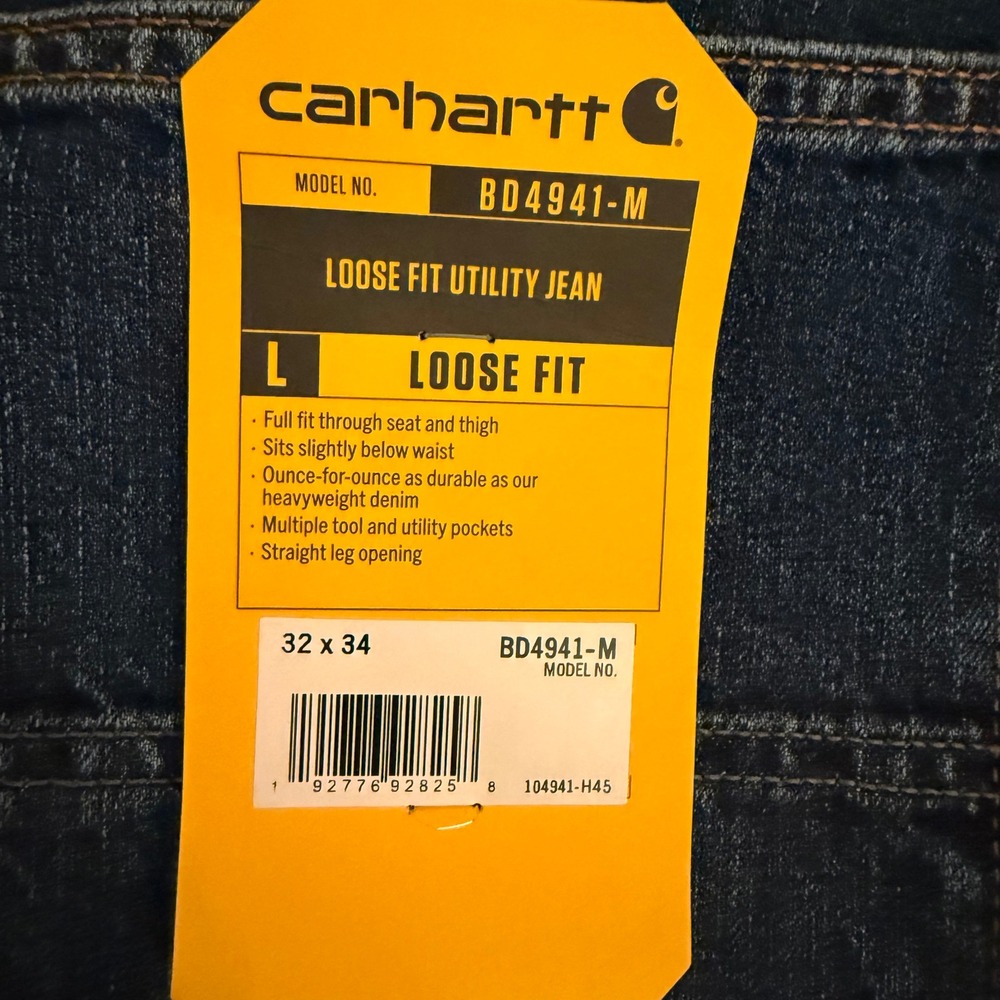 Carhartt Mens Loose Fit Utility Jeans Dark Wash Denim BD4941-M 32x34 NWT - Picture 2 of 8